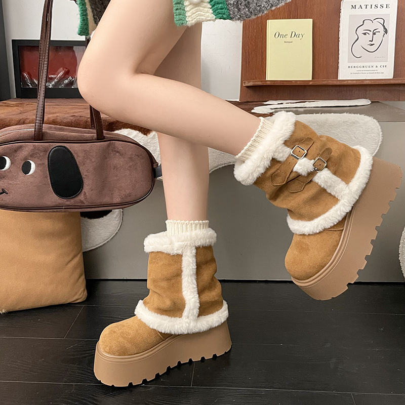 New Fashion Best Selling Warm Lined Platform Snow Boots Non Slip Wearable Heightening Winter Boots