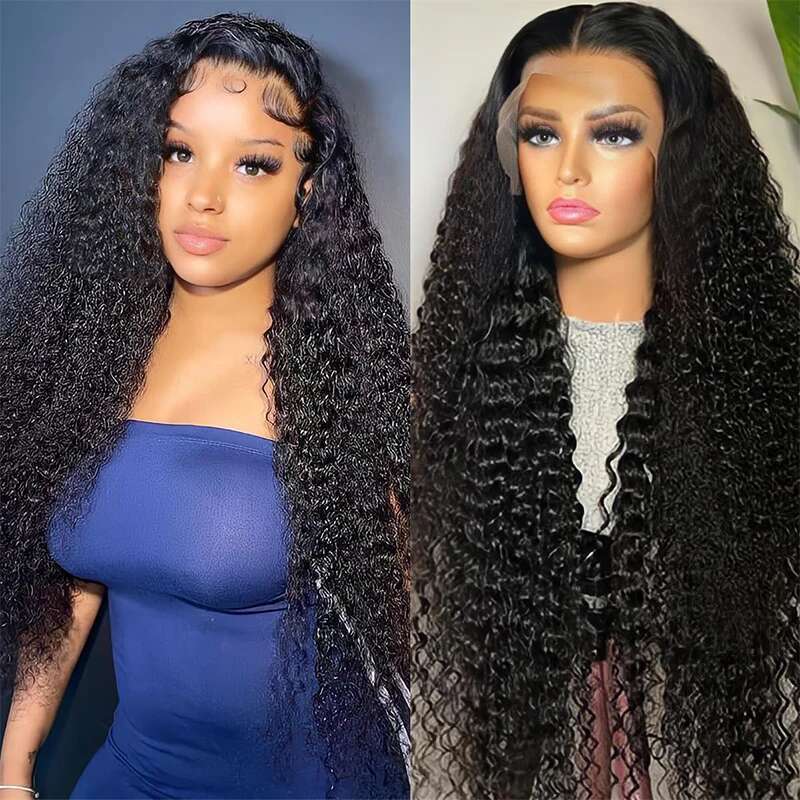 13X6 Curly Frontal Human Hair Wig 30 36 Inch Pre Plucked Deep Lace Front Brazilian Water Wave Wigs