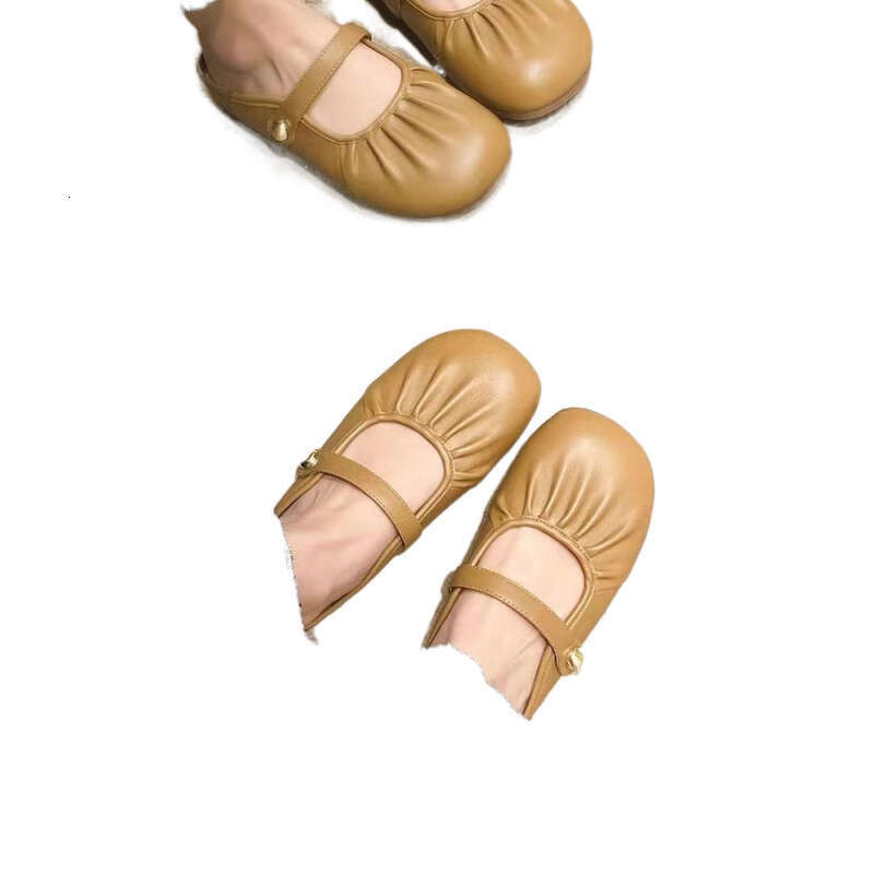 2025 Spring/Summer New French Fold Western Style Baotou Half Slippers Women, Gentle Outing, Single Shoes for Women