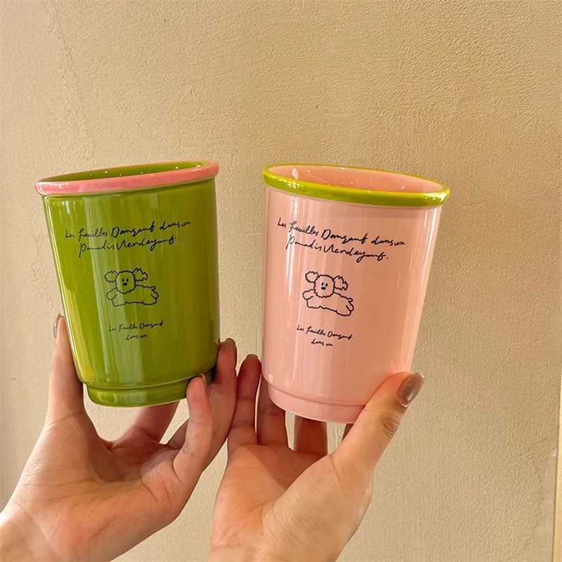 Cute Korean Coffee Cup 200/400ml Kawaii Ceramic Mug For Tea Milk Water Juice Mocha Lover Resuable Espresso Breakfast Cup Gift Y251125
