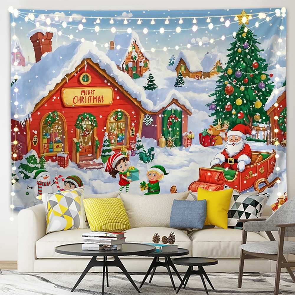 1 Pc Christmas Tapestry Christmas Decoration Christmas Banner Arctic Village Photo Booth Background Christmas DecorationM251125