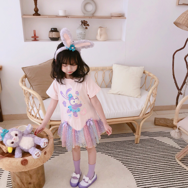 DISNEY Kids designer clothes Star Darla princess dress Kids clothes Summer cartoon dress Girls' mesh dress Baby dress.