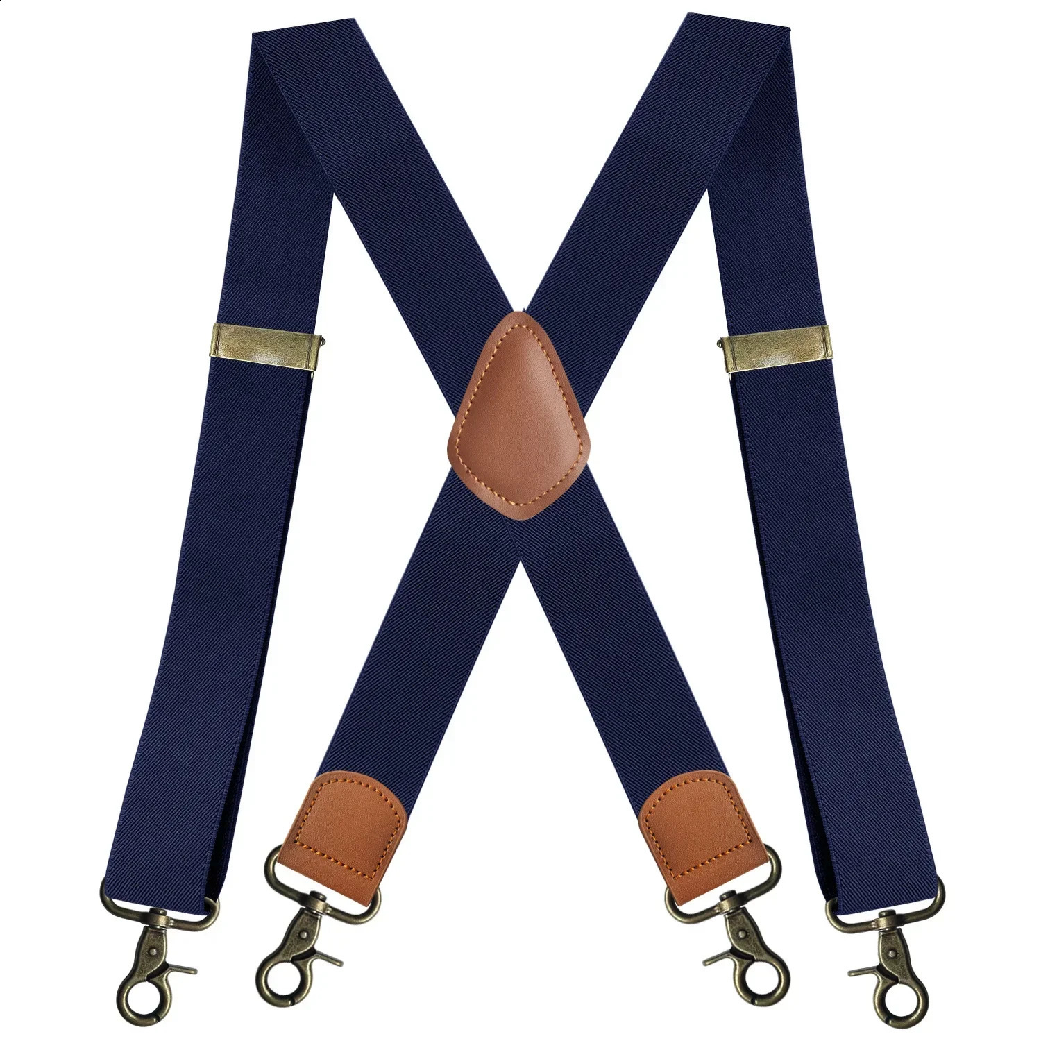 Vintage Suspenders for Men 3.5cm Wide X-Black 4 Bronze Hook Clips Heavy Duty Big Tall Adjustable Elastic Trouser Braces Straps 250425