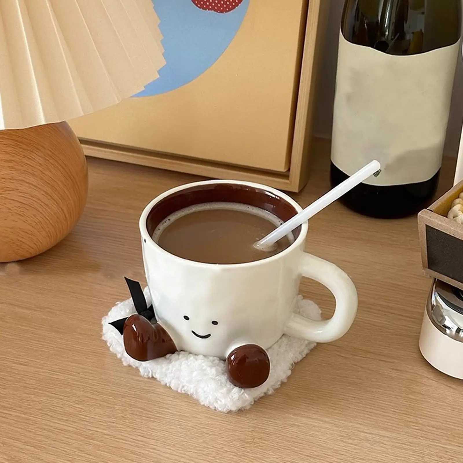 Ceramic coffee mug Adorable feet cup Beverage Container Funny Latte Milk Mug cute smiling face Ceramic cup foot-shaped mug Y251125