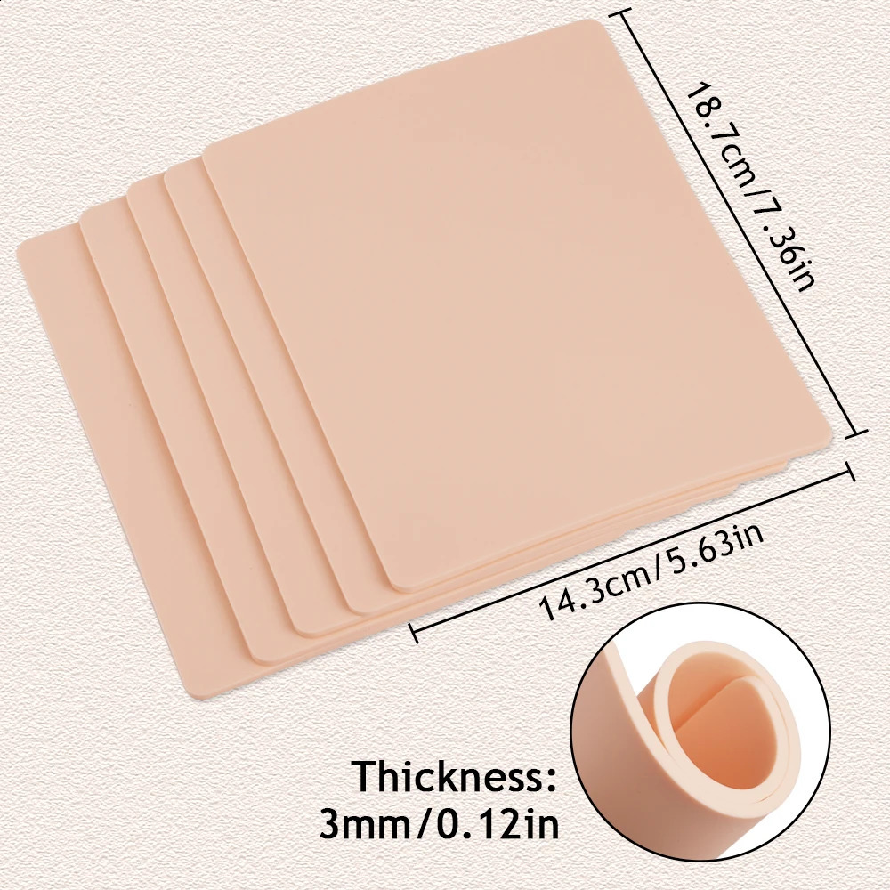 15/10/8/5/1pcs Tattoo Practice Skin M Silicone Fake Skin Double-Sided for Permanent Makeup Training Supply Tattoo Accessory 250422