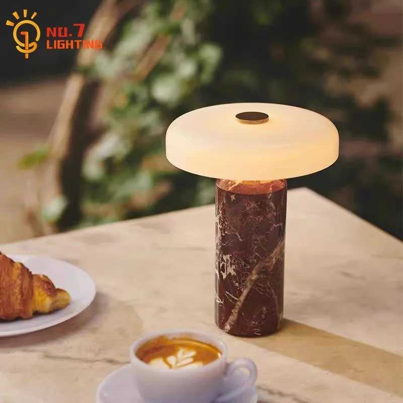 Danish Portable Charging Table Lamp with Touch Switch Atmosphere LED Marble Desk Lights Living Room Bedroom Bedside Study CafeM251125