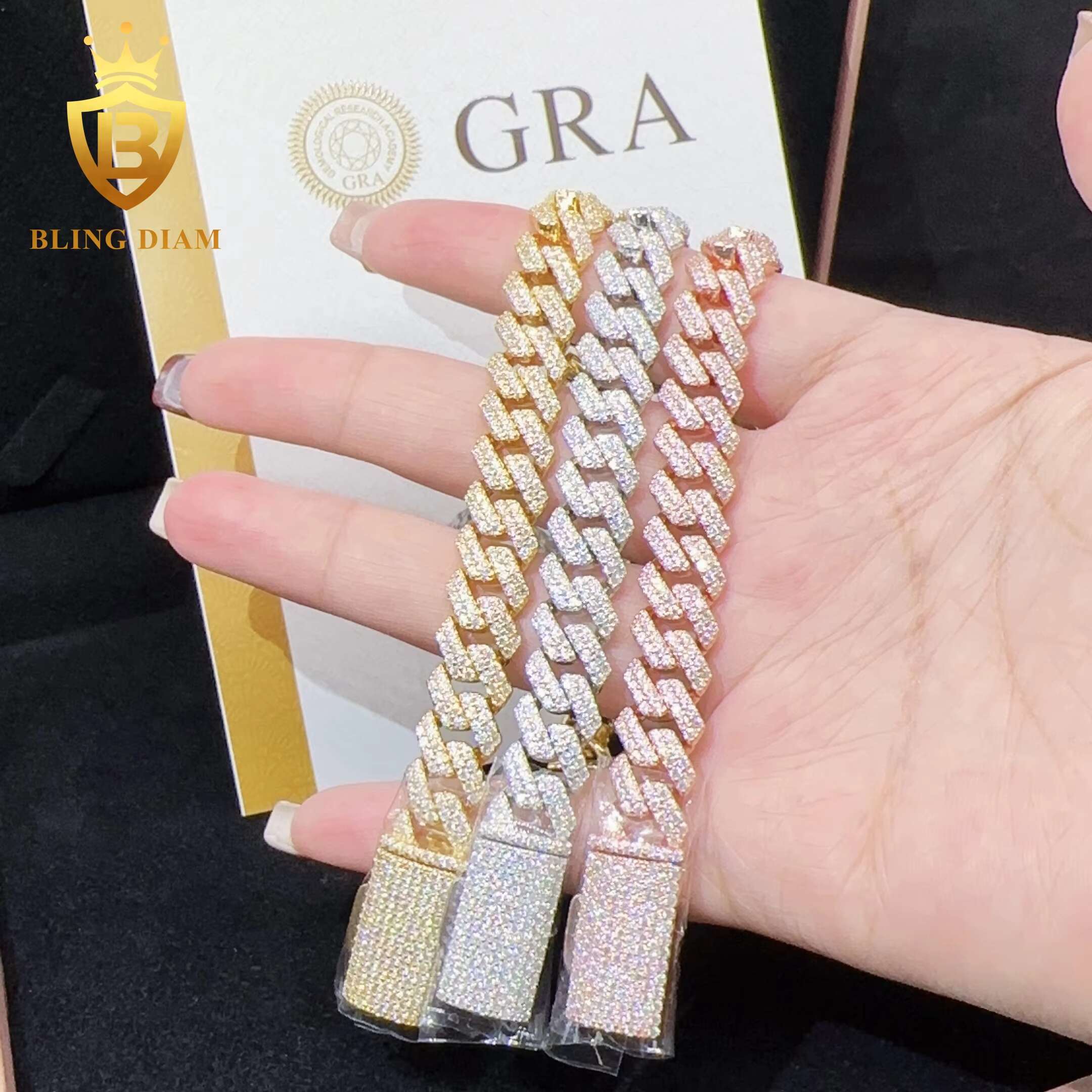 New Arrival Stock 10mm Hiphop Bracelet for Women Vvs 925 Sterling Silver Moissanite Diamond Cuban Chain Bracelet