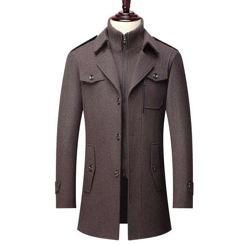 Premium Mens Mid-Length Wool Blend Overcoat - Thickened Winter CoatT251125