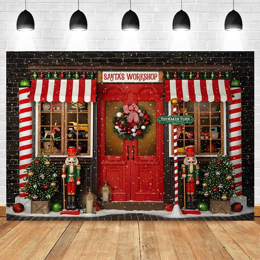 Christmas Store Photography Backdrop Winter Snow Pine Trees Wreath Gift Family Merry Christmas Party Decoration Photo BackgroundM251125