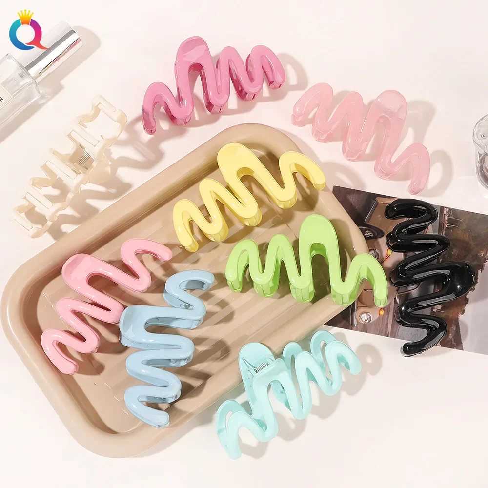 Colorful jelly wave hair clip summer fashion hair clip sweet ponytail bucket girls fashion hair clipT250425
