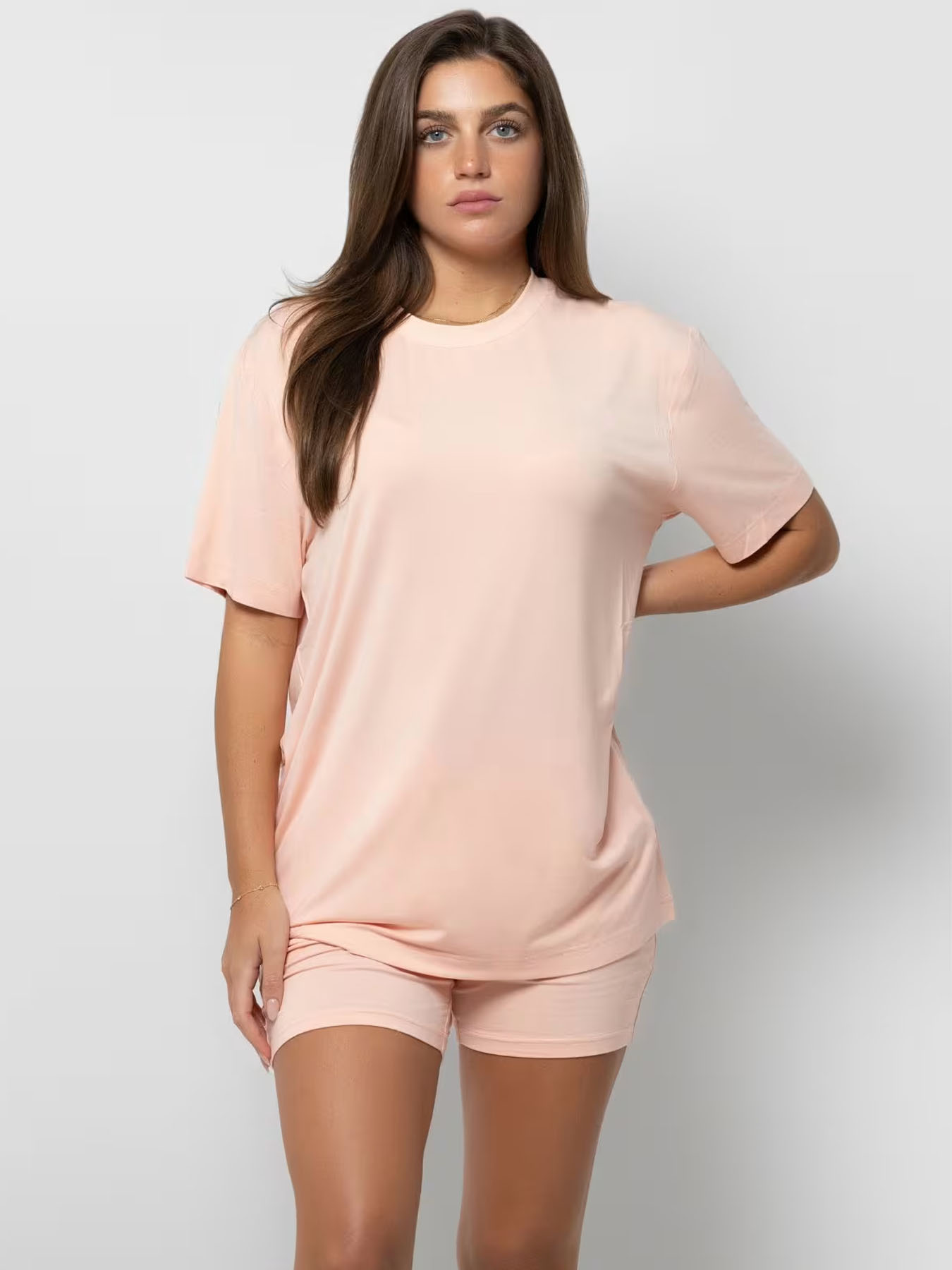 Casual Modal Fabric Home Laid Back Set - Short-Sleeve Top & Shorts Combo---1968