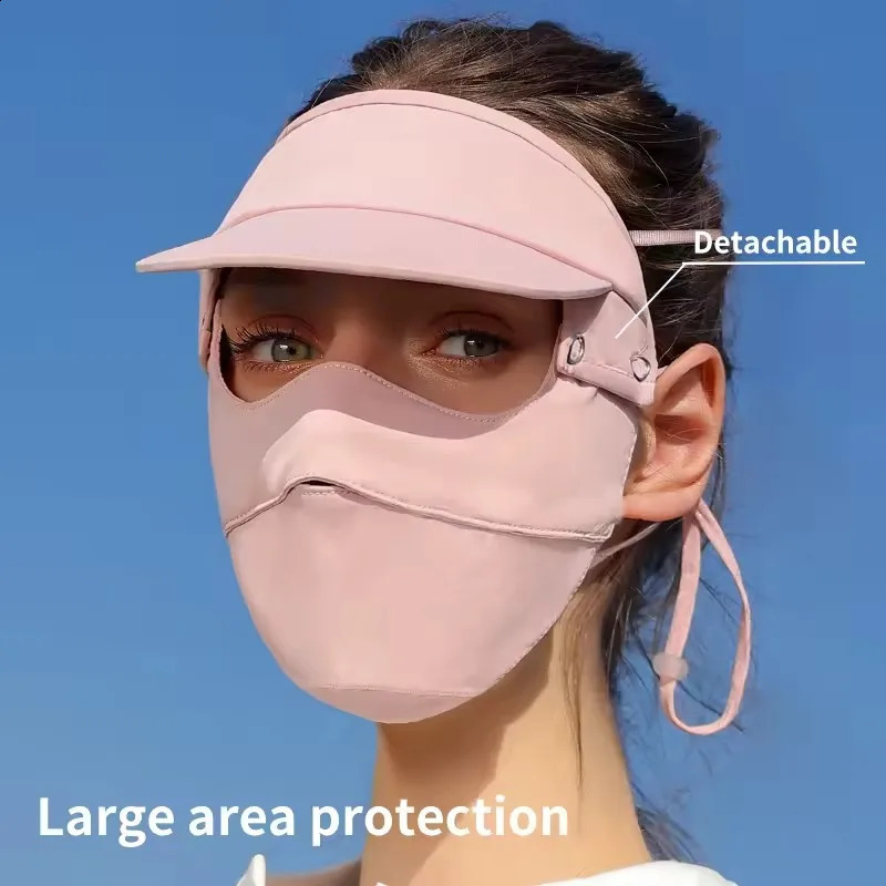 Summer Women Sunscreen Ice Silk Mask Upf50 UV Protection Sunscreen Veil Running Sports Mask Scarf Outdoor Cycling Sunscreen Hat 250424