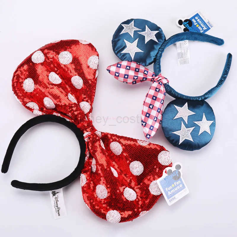Disney Mickey Ears Ariel Princess Disney Beauty Fashion Bow Headband Holiday Party Decoration Headwear Girl Toy Gifts X250425
