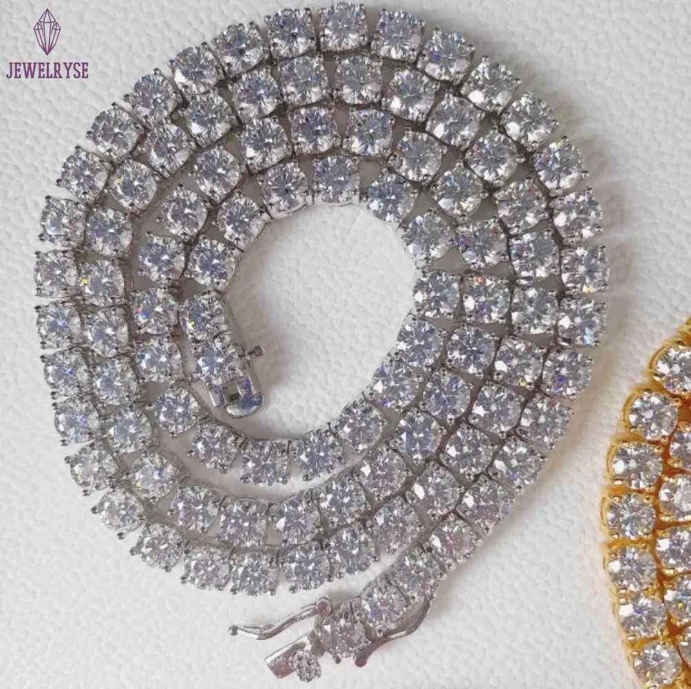 Fashion Jewelry Hip Hop Necklace Pass Dia Tester 5mm Vvs Moissanite Iced Out Tennis Chain for Men Women