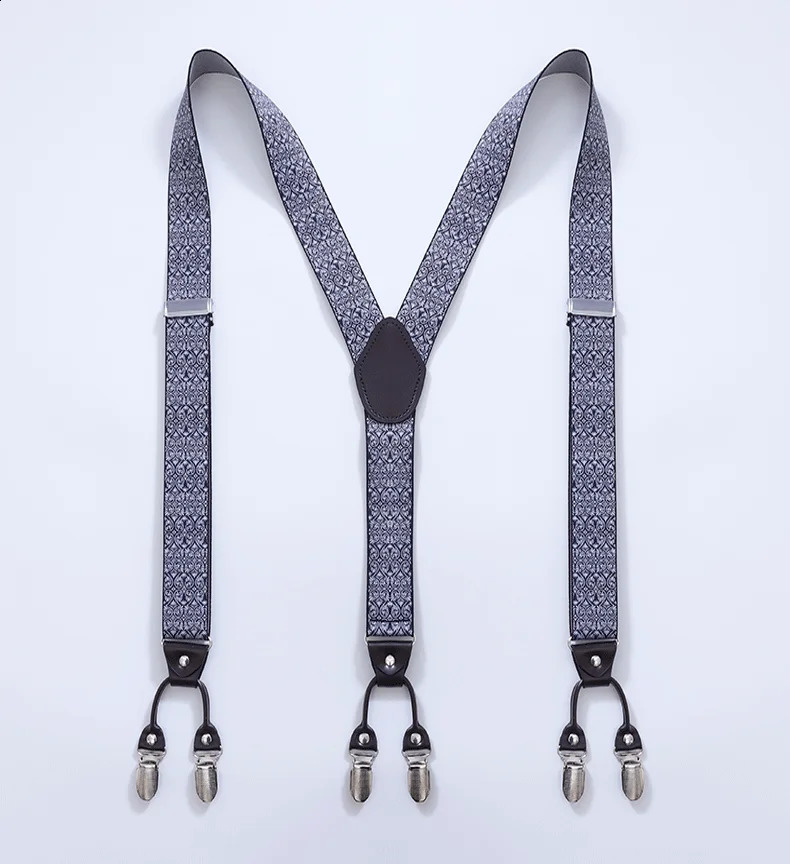 Vintage Paisley Suspenders for Men Groom Groomsmen Wedding Party Y-Back 6 Metal Clips Tuxedo Trouser Braces Father Husband Gifts 250425