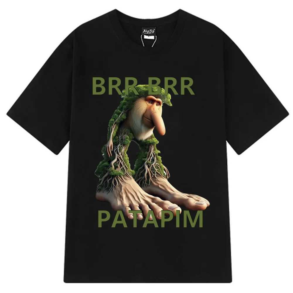 Brr Patapim T-shirt Funny Italian Brainrot Meme Graphic T-shirt Mens Summer 100% Cotton Comfortable Soft O-neck T-shirt Top W250425