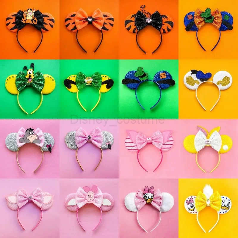 Disney Mickey Mouse Ear Headbands for Women and Children Disneyland Beverages Ice Cream sequins Bow Hair for Girls Role Playing Minnie Hair Accessorie
