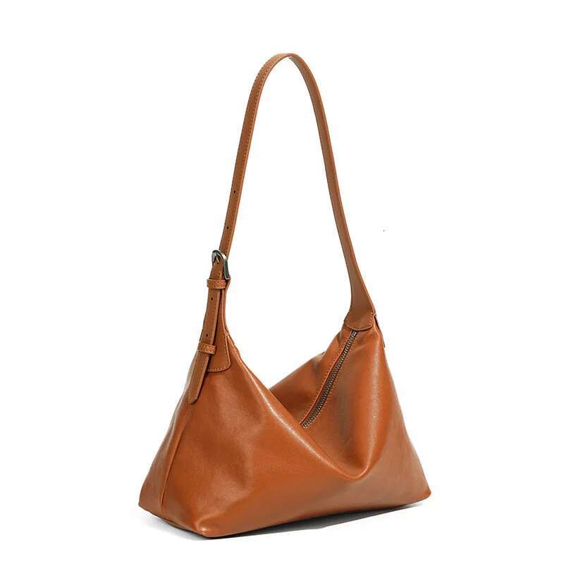 First Layer Vegetable Tanned Cowhide Armpit Classic Crossbody Hobo Bag All-Match Casual Genuine Leather Commuting Shoulder Dumpl