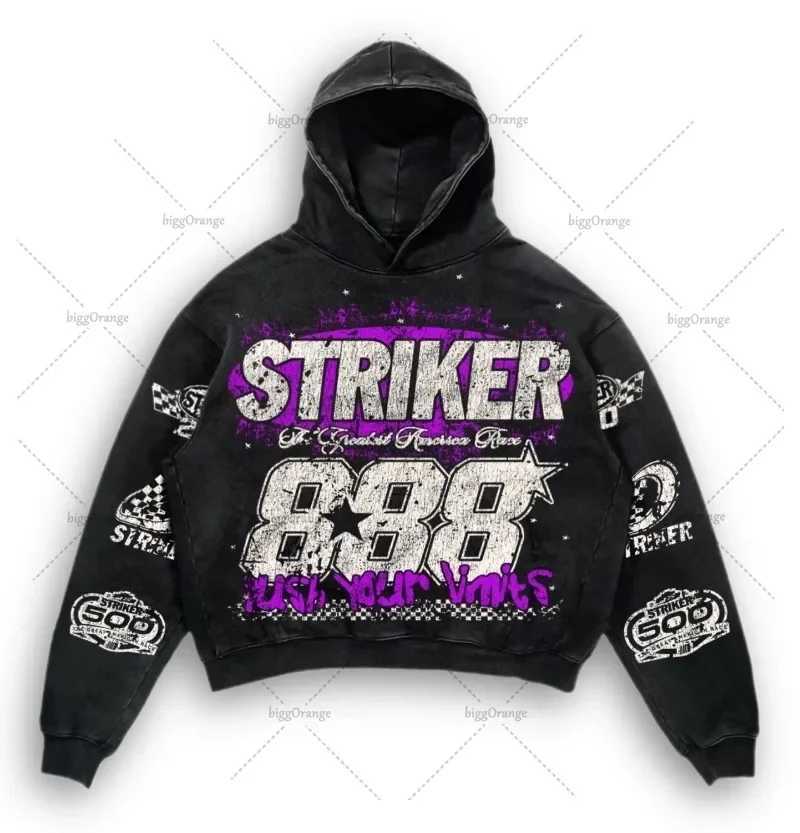 AMERICAN style hoodie letter printed handle sweatshirt hoodie Harajuku retro super sweatshirt street fashion M250425