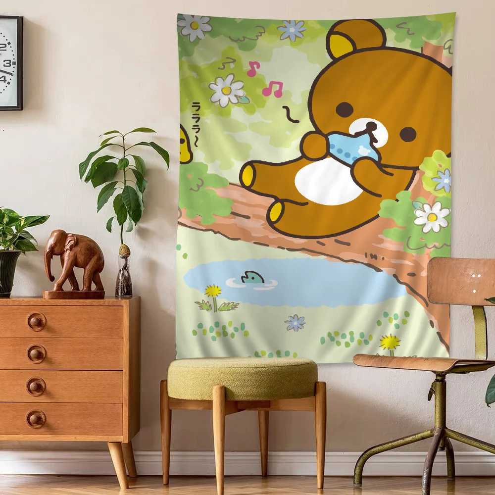 Cute Cartoon R-Rilakkuma Hippie Wall Hanging Tapestries Bohemian Wall Tapestries Mandala INS Home DecorM251125