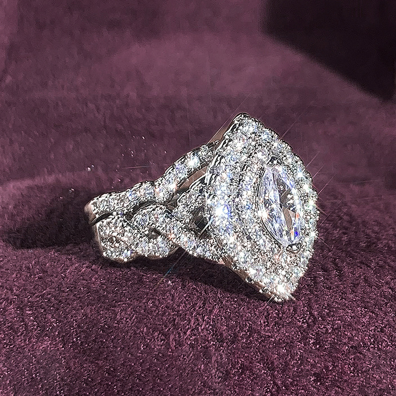 2025 Choucong Brand Gorgeous Sparkling Luxury Jewelry 925 Sterling Silver Fill Marquise White 5A Cubic Zircon CZ Diamond Party Eternity Women Couple R
