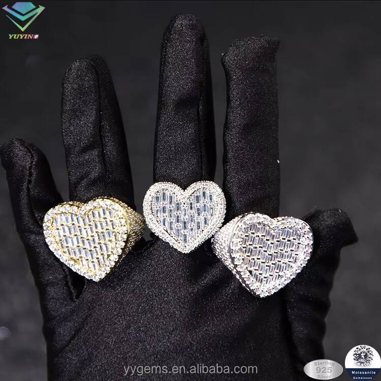 Fashion Hip Hop Diamond Ring Vvs Moissanite Pass Diamond Tester Sterling Silver 925 Gold Fine Jewelry Ring for Rapper Men