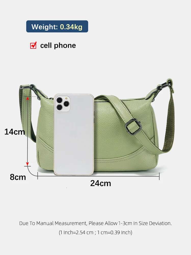 Zency Spring Summer Women Cowhide Soft Leather Hobo Shoulder Bag Double Zip Main Pockets For Commuter Shopping Outing