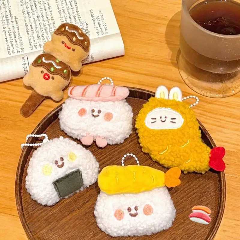 Cute Plush Delicious Food Keychain Sushi Hanging Ornaments Backpack Pendant Decoration Accessories Creative Doll Keyring GiftXJ251125