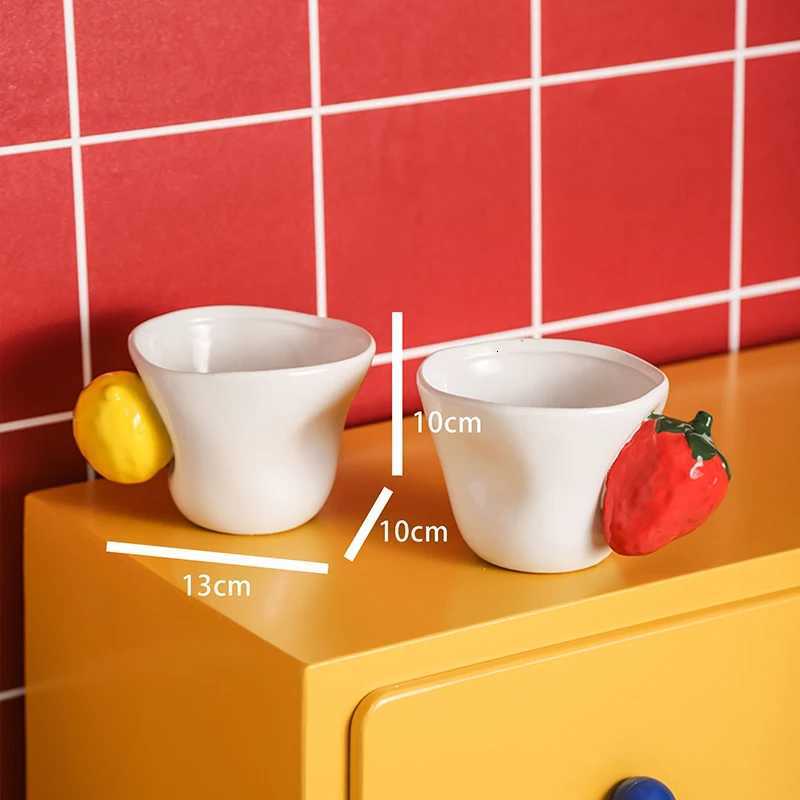 European Ceramic Coffee Mug Strawberry Lemonade Cup Exquisite Afternoon Camellia Flower Tea Cup Home Breakfast Mug Girl Gifts Y251125