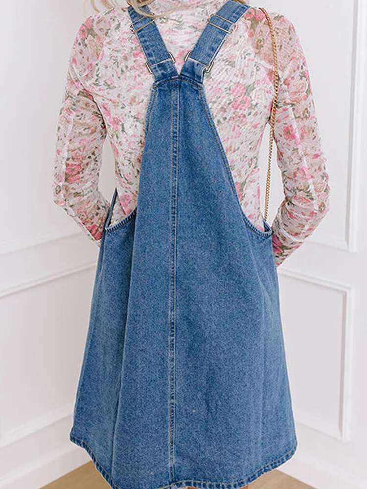 Dongdumaoyi Autumn New Denim Brace Fashion All Match Loose High Waist Short Skirt Women S Clothing Dress D