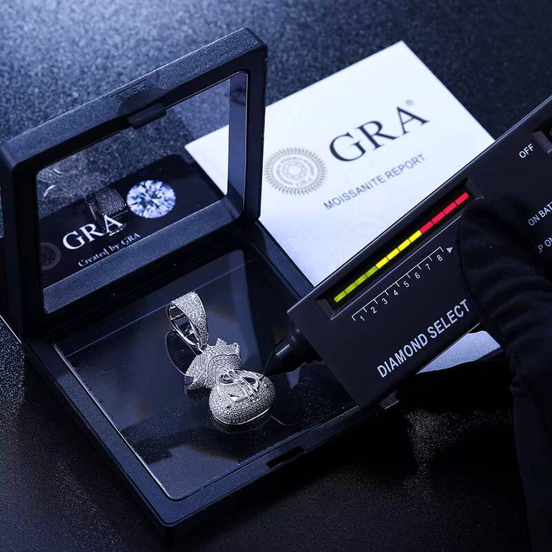 Pass Diamond Tester Punk Style Moissanite Money Bag Pendant 925 Sterling Silver Luxury Dollar Pendant for Party
