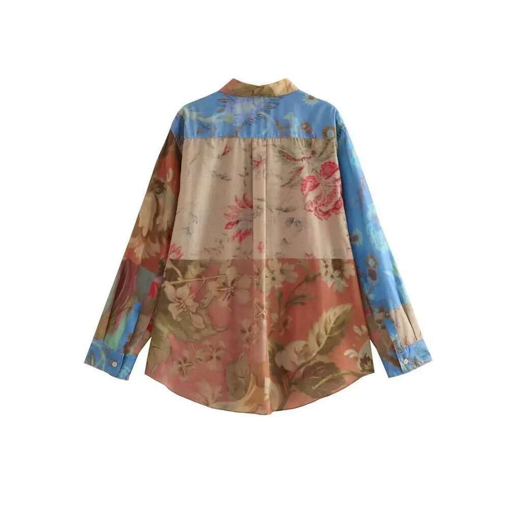 2024 Print Sets For Woman New Fashion Long Sleeve Shirts Chic Drawstring Wide Leg Pants Casual 2 Pieces Women Outfits