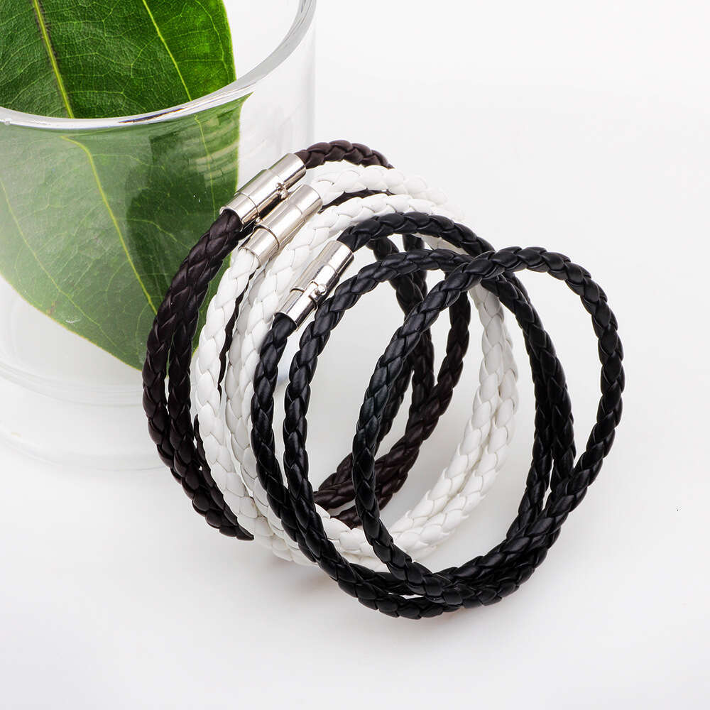 Boutique Handpiece 4MM Thick Serpentine Leather Rope Braided Magnetic Buckle Bracelet Versatile