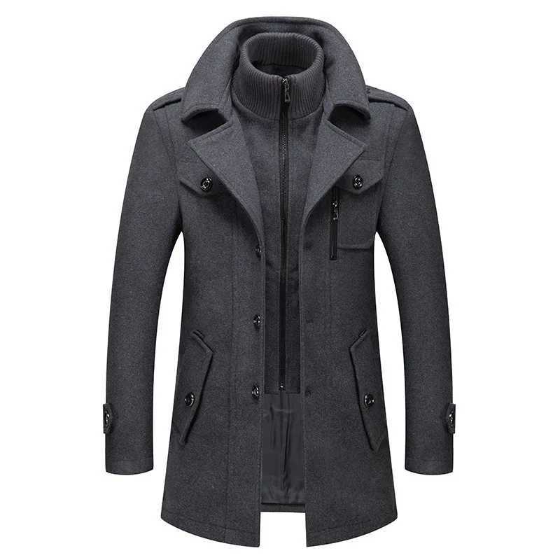 Autumn And Winter Mens Business Woolen Coat Fashion Double Neck Cold-resistant Woolen Coat MensT251125