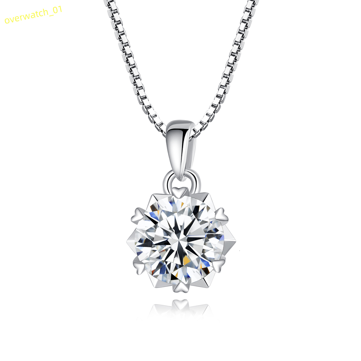 CZCITY Moissanite 1ct Diamond Pendant Necklace 925 Sterling Silver Necklace Heart ClawMoissanite Jewelry
