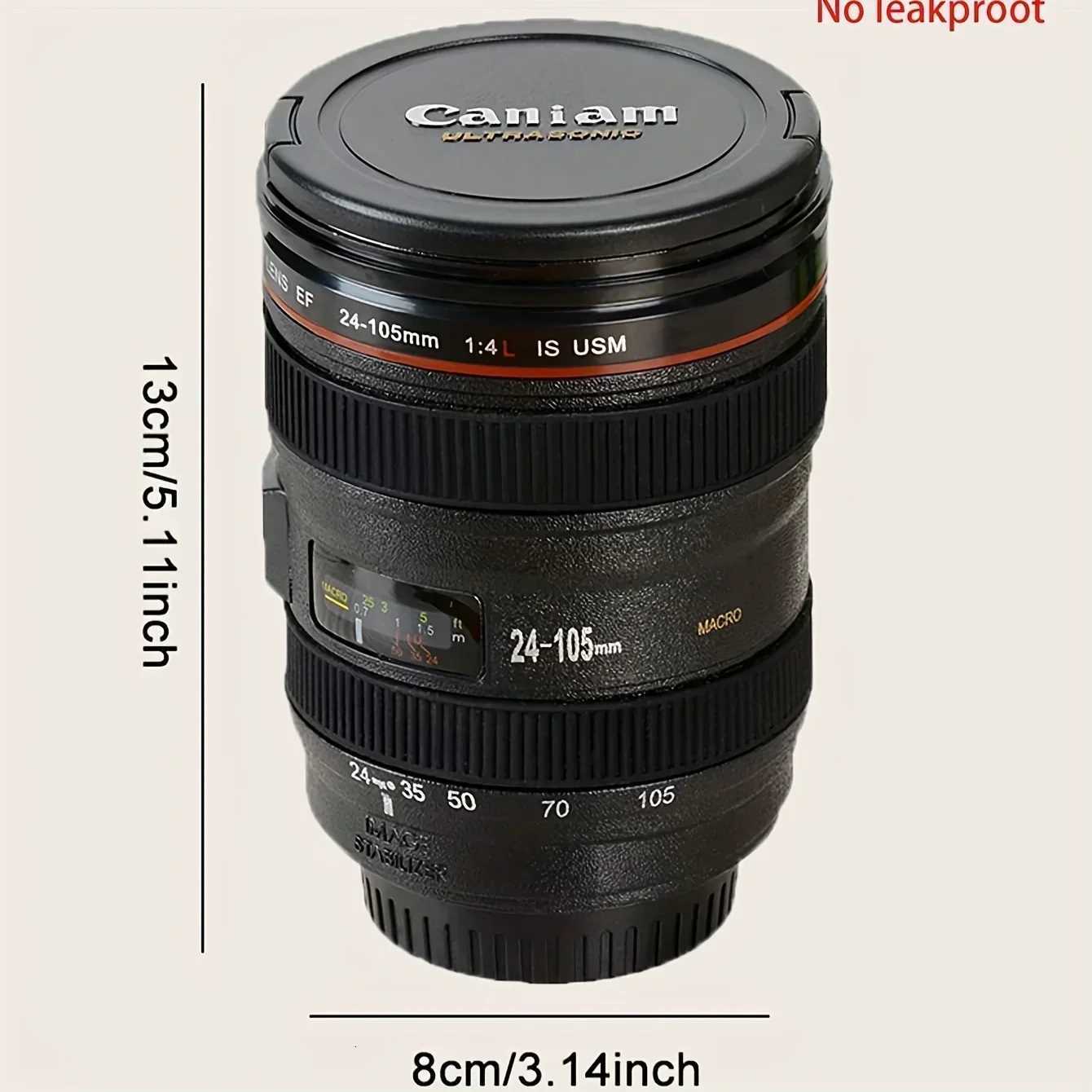 1pc-Stainless Steel Camera Lens Coffee Mug with Leak-Proof Lid - Perfect Gift for Photographers Y251125