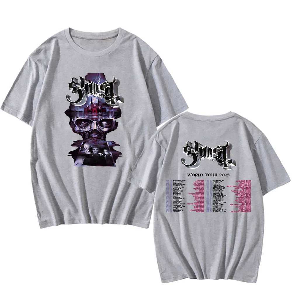 Ghost World Tour 2025 Cotton Soft Short Sleeve O-Neck T-shirt Camisas De Hombre Hip Hop Street Clothing Heavy Heart T-shirt W250425