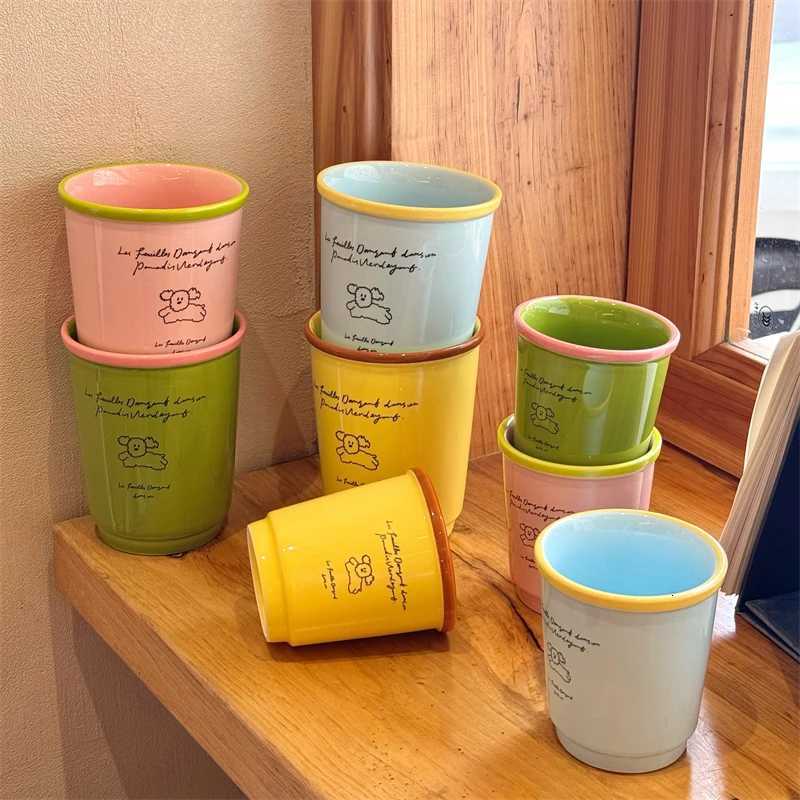 Cute Korean Coffee Cup 200/400ml Kawaii Ceramic Mug For Tea Milk Water Juice Mocha Lover Resuable Espresso Breakfast Cup Gift Y251125