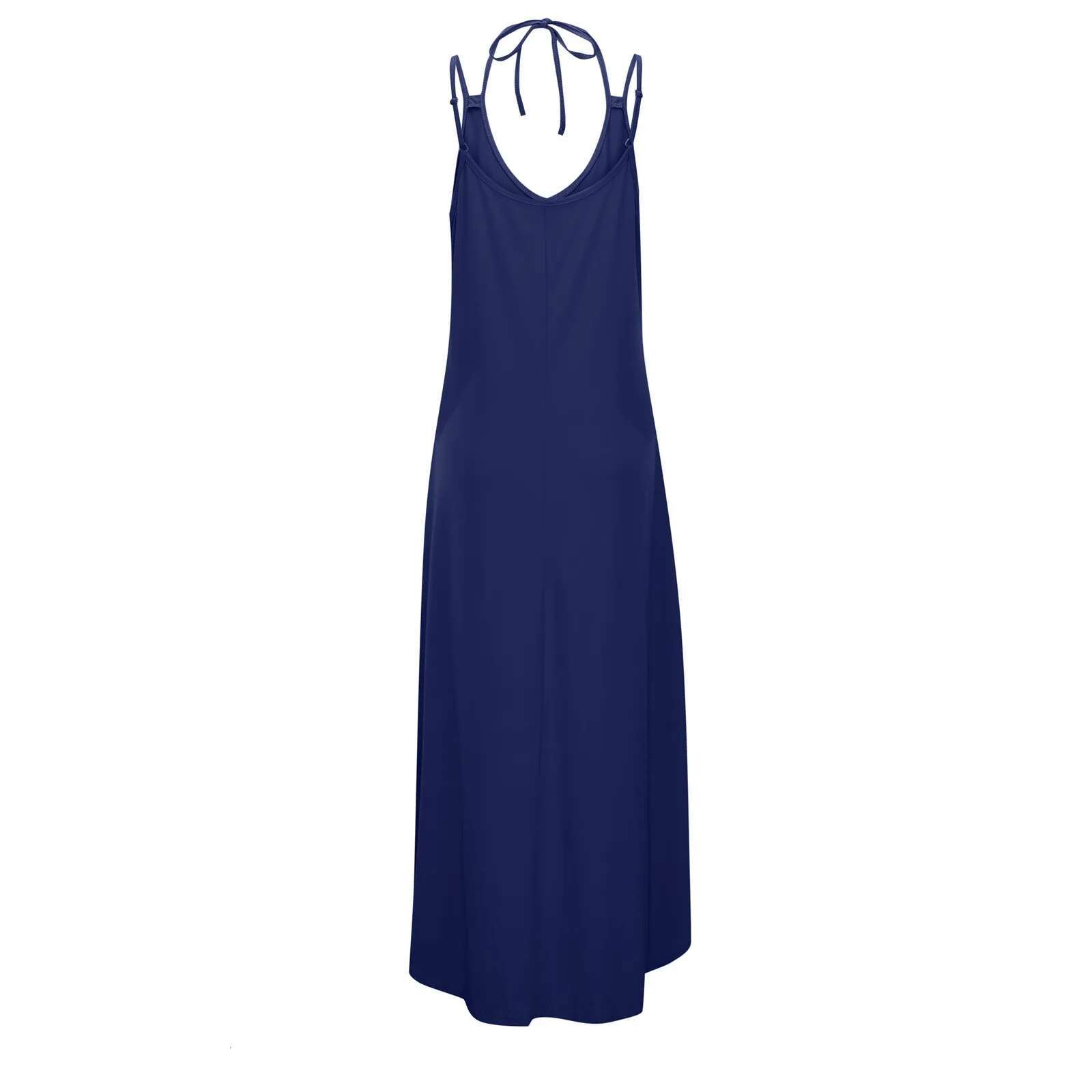 Dongdumaoyi Women S Long Dresses Solid Color Semi Circular Hem Skirt Fashionable Loose Strap Dress Casual Beach Style