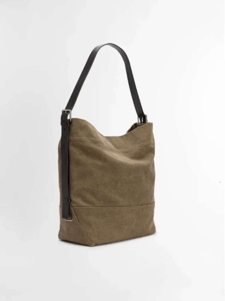 2025 New Canvas Tote Cowhide Adjustable Strap One Shoulder Underarm Casual Brand Women's Bag