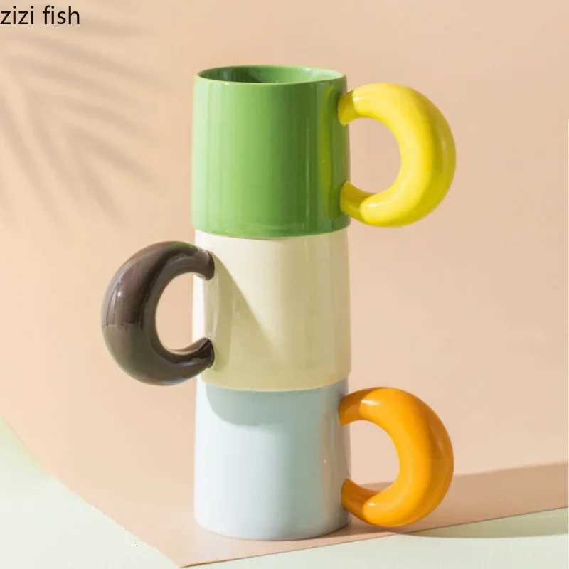 Contrasting Ceramic Mugs Personty Couple Coffee Mug Water Cup Breakfast Cups Milk Cup Milk Tea Cup Tea Mug Juice Glasses Y251125