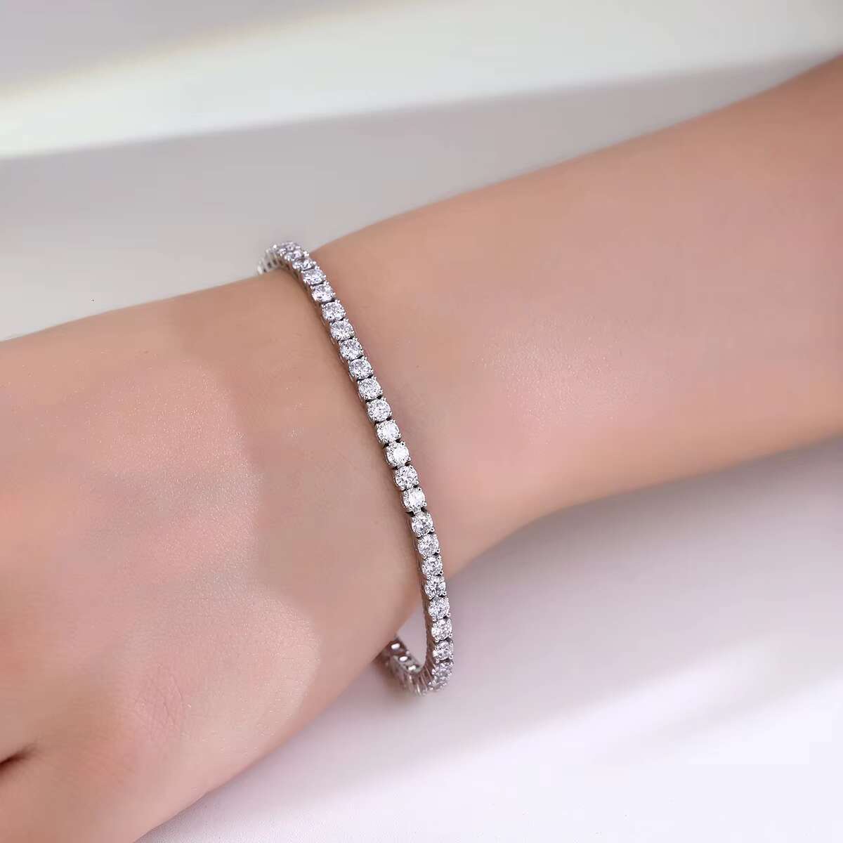 Custom 14K Solid Gold Lab Created Diamond Tennis Bracelets Round Brilliant Cut HPHT Lab Grown Diamond Tennis Chain