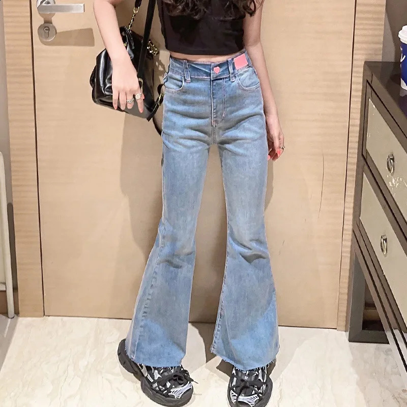Girls jeans spring and summer styles big girls fashionable slim pants high waisted childrens trousers 250422