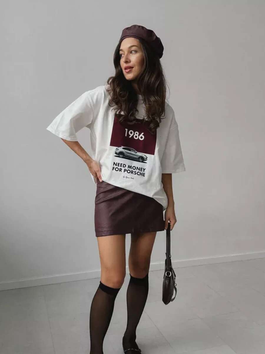 Foreign Fashion Trend Printed Lazy Style Top European American Loose And Versatile Short-Sleeved T-Shirt Women