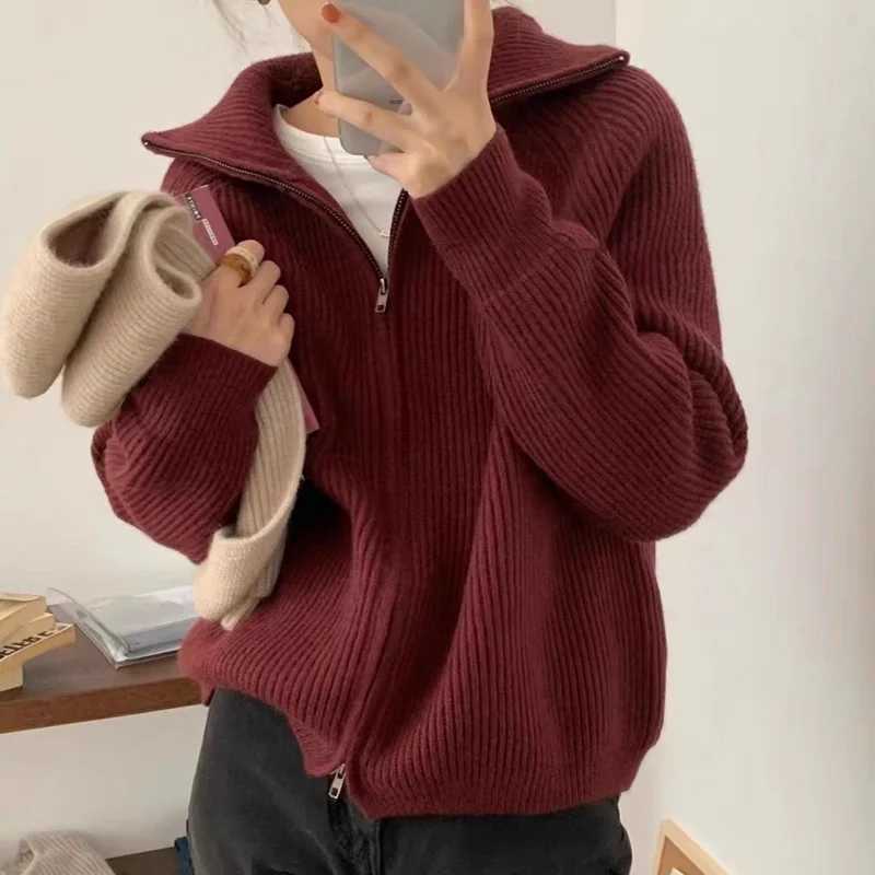 Rib Knit Zip Up Cardigan for Women Zipper Front Raglan Long Sleeve Sweater Jacket Coat Comfy Knitwear Fall Winter Vintage OutfitT251125
