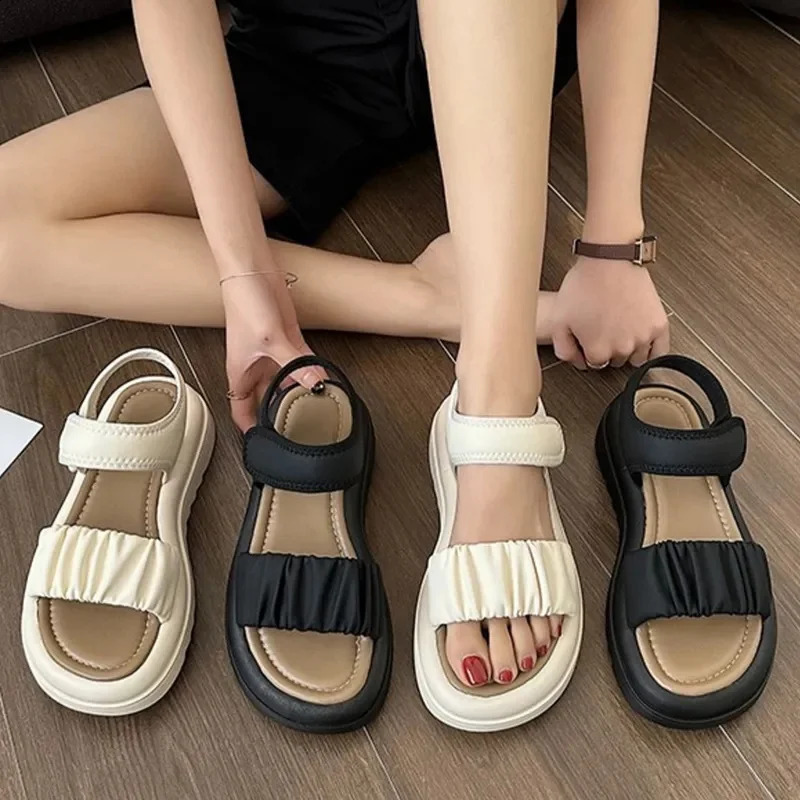 Summer fashion casual comfortable girl elegant and cute open toe wear-resistant beach thick sole non slip sandals 250424