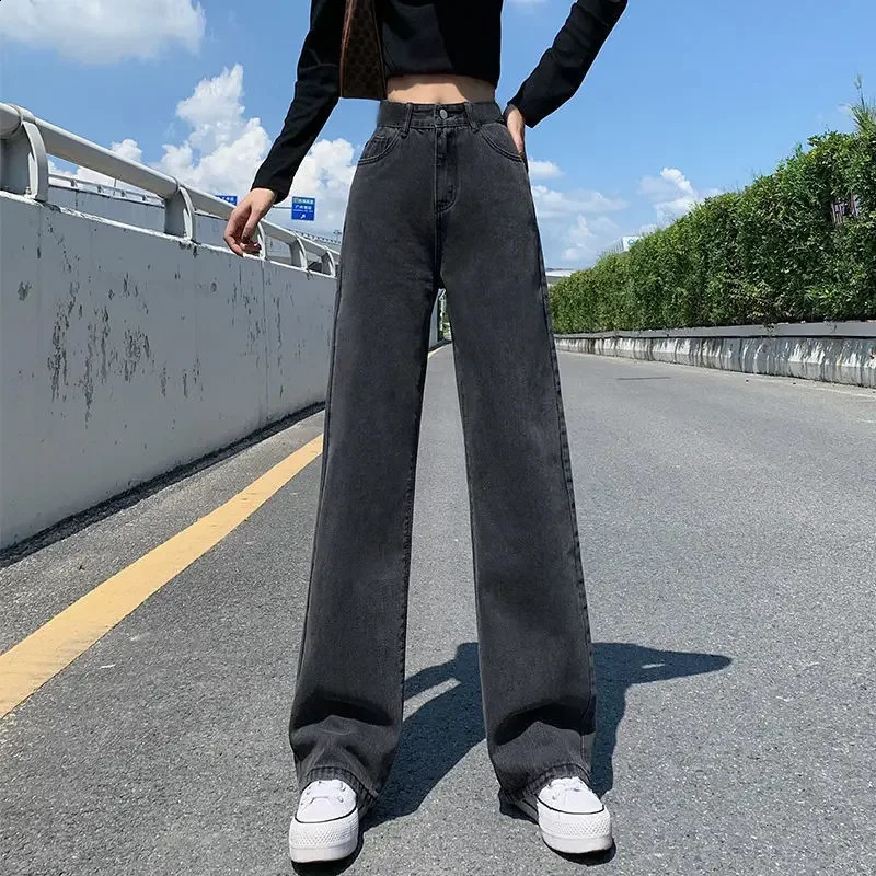 high waisted straight leg mini loose fitting jeans for womens ideal wide tailgating in spring 250420
