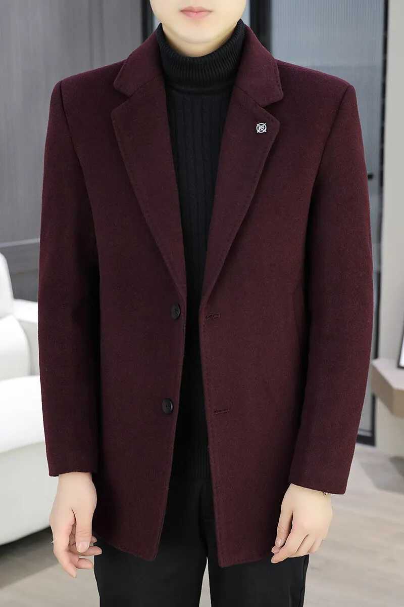 Autumn Korean Version Mens Woolen Jacket Medium Length Casual Business Trench Coat Wool Blends Social Streetwear Overcoat 4XLT251125