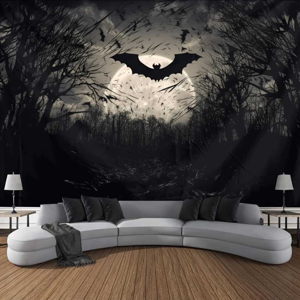VIKAMA Halloween Tapestry Dark-Themed Bat Wall Hanging Living Room Bedroom Decor Tapestry Home DecorM251125