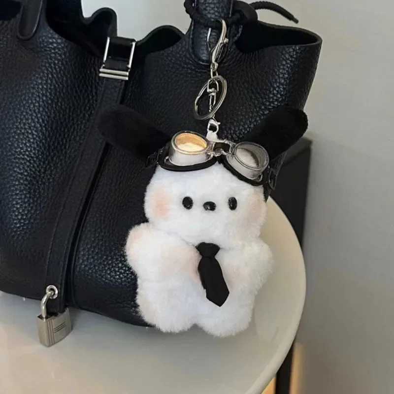 kawaii plush keychain cartoon doll pilot dog keychain car backpack pendant for kids couple christmas giftsXJ251125